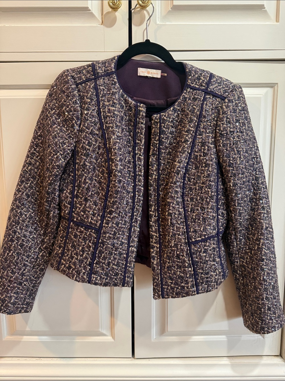 Tory Burch Tweed Collarless Blazer